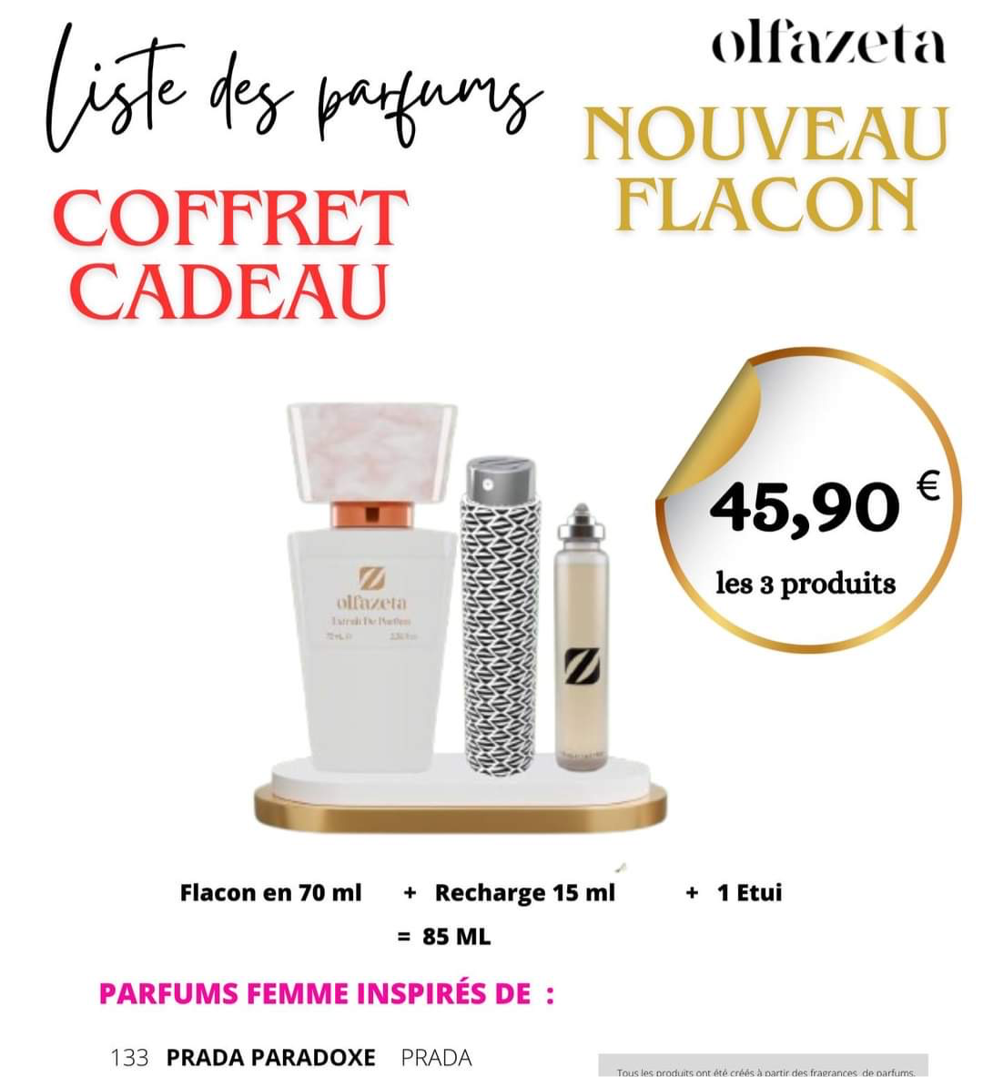 Inspiration parfum luxe 30% d’essence